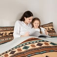 thumbnail image 4 of Homewish Bohemian Cowboy Twin Comforter Sets,Rustic Boho Stripes Bedding Set,Brown Teal,Light Gray Reversible,2pcs,1 Comforter and 1 Pillowcase, 4 of 7