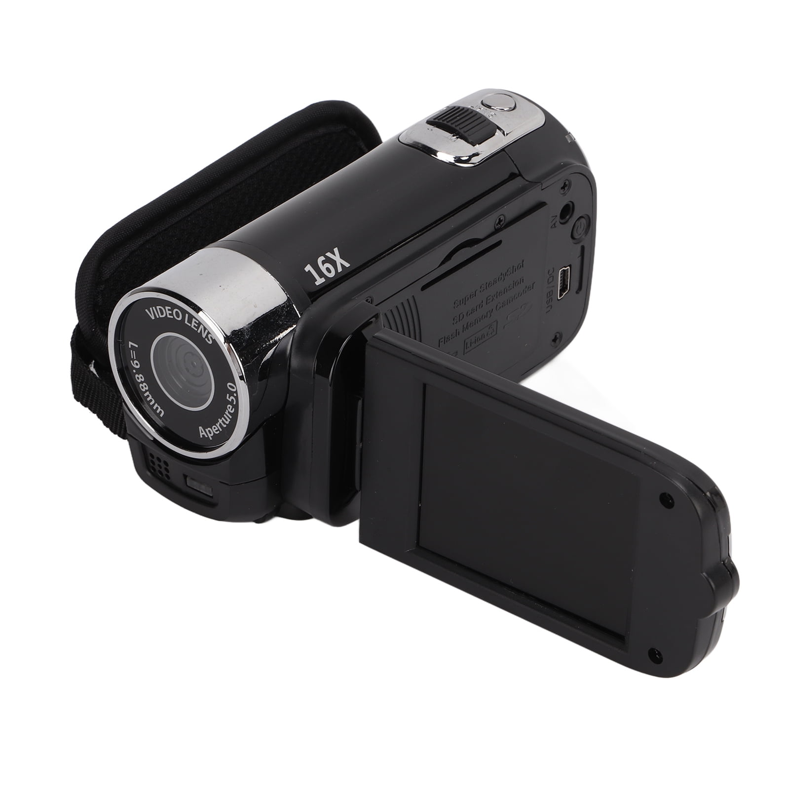 Video Camera Camcorder Full HD 1080P 16MP Camera Recorder 270° Rotation 2.7 Inch Color Screen 16X Zoom Digital CamcordersBlack