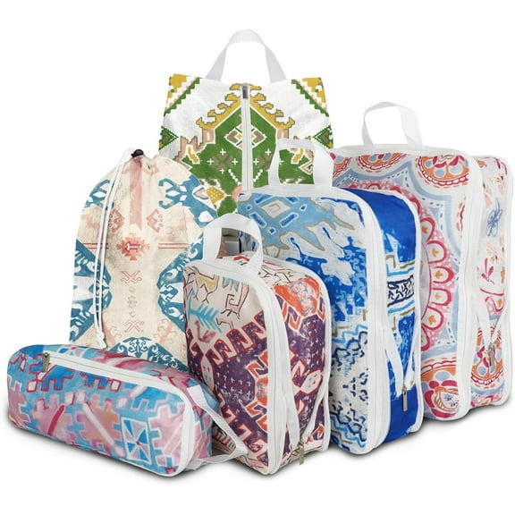 6 Pcs Compression Packing Cubes for Travel Suitcases, Waterproof Luggage Organizer Bags Set, Washable Packaging Cubes for Women Backpack Travel Perfect for Carry-Ons and Storage