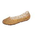 thumbnail image 5 of CIENVNSTG Sparkly Sandals For Women Flat Jelly Shoes Slip On Hollow Out Loafers Summer Plastic Breathable Beach Shoes Gold 36, 5 of 6