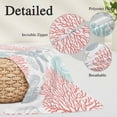 thumbnail image 6 of Teal Red Coastal Turtle Throw Pillow Cover, Pillowcase Protectors with Zipper, Breathable Decorative Lumbar Pillow Case Cover, Ocean Coral Nautical Pillow Shams for Couch Sofa 12x20Inch, 6 of 8