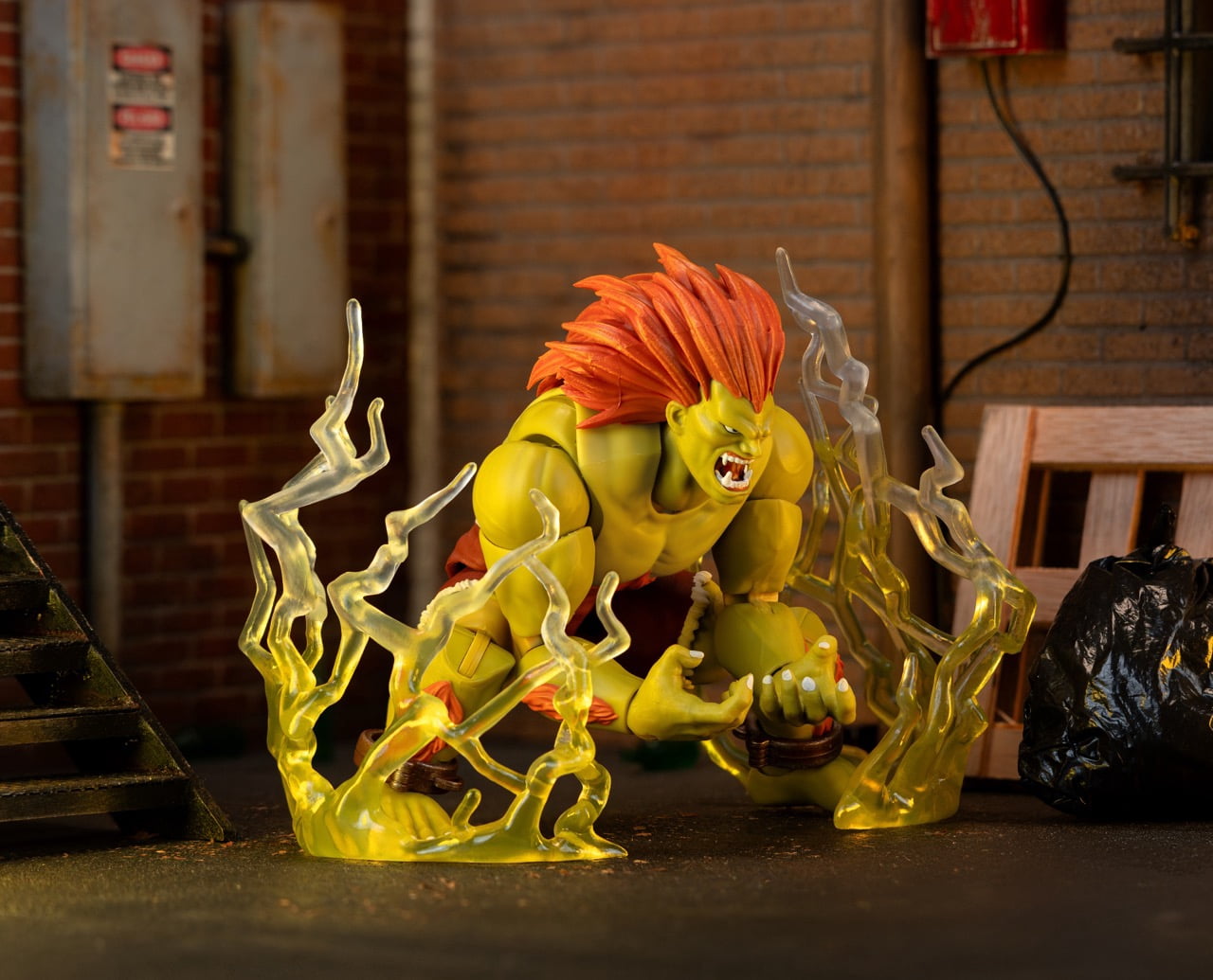 Street Fighter II Blanka Deluxe Action Figure by Jada Toys - 1:12 Scale, Highly Articulated, Interchangeable Hands & Head, Electric Thunder Accessory - 7" Tall, Video Game Collectible