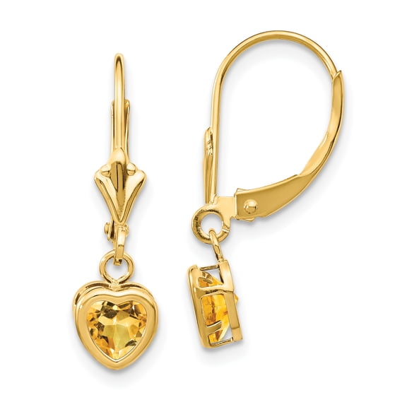 Primal Gold 14 Karat Yellow Gold 5mm Heart Citrine Earrings