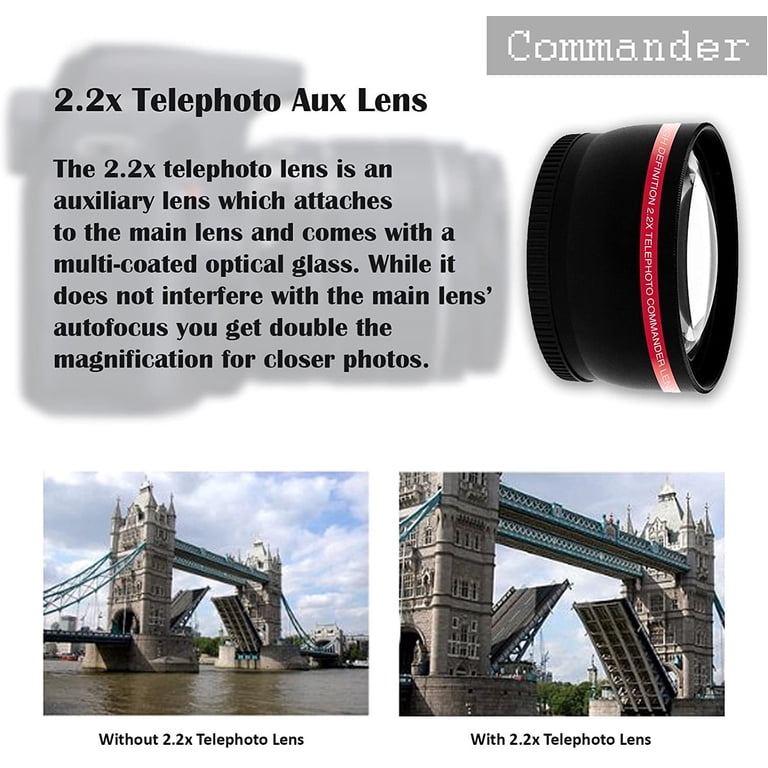 58MM 2.2x Telephoto Conversion Lens for Canon EOS Rebel T6s, T6i 58MM 2.2x Telephoto Conversion Lens for Canon EOS Rebel T6s, T6i