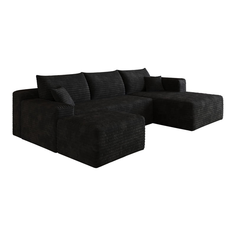 103" U Shaped Cloud Sectional Sofa with Ottoman, Modern Modular Corduroy Fabric Couch with Deep Seat and Chaise, Minimalist Upholstered Corner Sofa for Living Room, Apartment, No Assembly Required