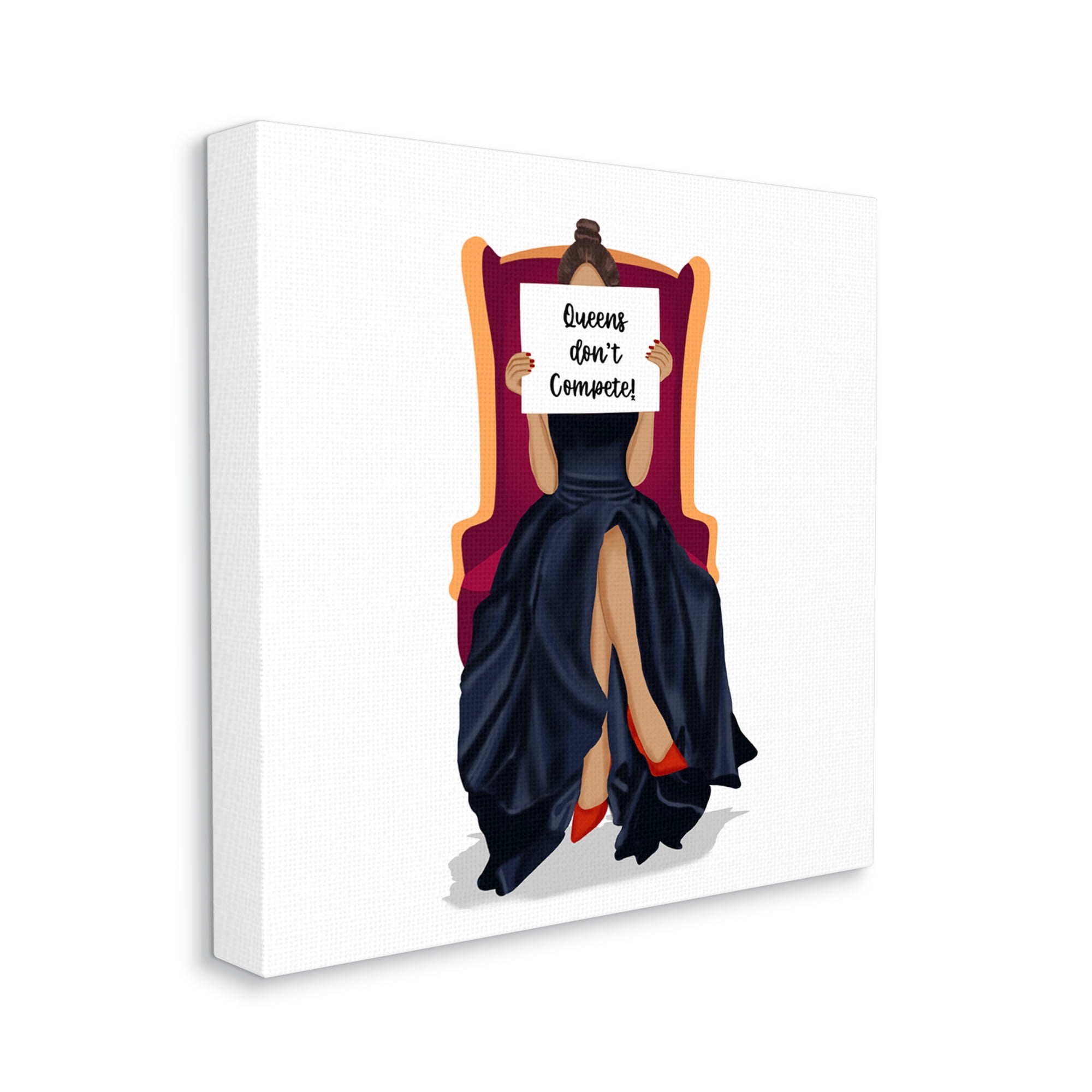 Stupell Industries Queens Don't Compete Phrase Abstract Painting Gallery Wrapped Canvas Art Print Wall Art, 30 x 30