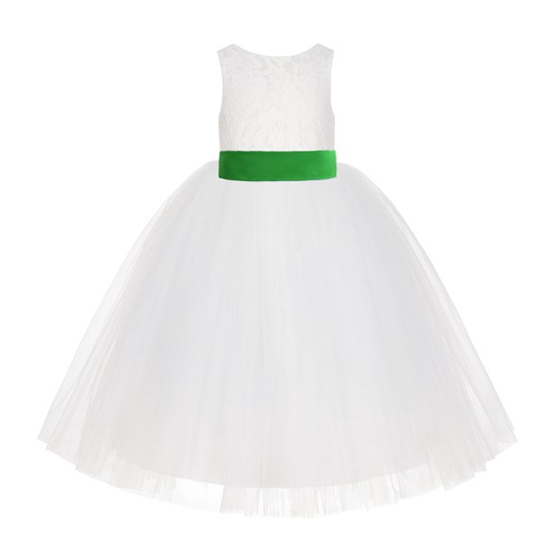 Ivory Floral Lace Flower Girl Dress Special Occasions Wedding Gown LG7