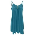 thumbnail image 5 of Bigersell Women Midi Bodycon Tank Dress Ladies V-Neck Mid-Waist Loose Button Solid Color Sleeveless Strap Dress Regular Slip Dress Style 42955, Female Maxi Dresses Sky Blue M, 5 of 5