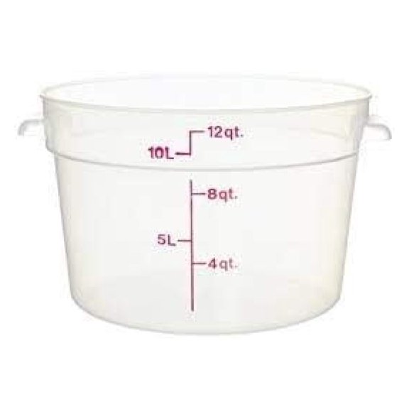 Cambro Camware Food Storage Containers - 6 & 12 Quart Round Translucent Bundle with Lid & Scraper; BPA-Free, Stackable Kitchen Organization for Restaurant & Home Use