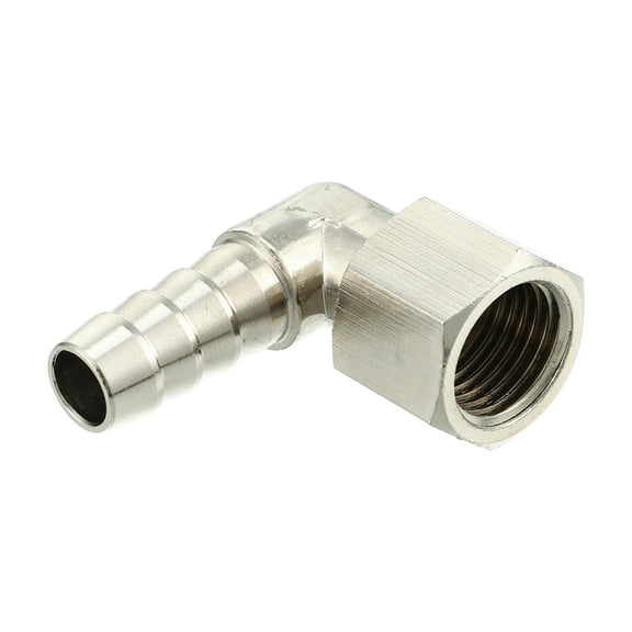 Universal Car 90 Degree Brass Fitting Hose Adapter 8mm 5/16" Barb to Female G1/4" BSP BSPT Silver Tone