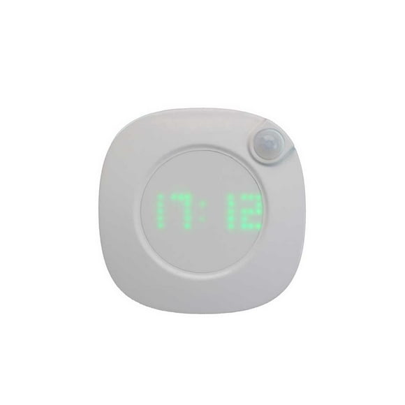 maskred Wall Clock Light PIR Motions Sensor Human Body Induction Night Lamp Battery Operated Cordless Home Digital Lighting Dimmable Rechargeable