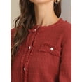 thumbnail image 5 of INSPIRE CHIC 2 Piece Suit for Women's Stretch Sweater Short Jacket and Skirt Casual Sets M Red, 5 of 6