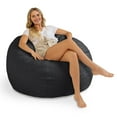 thumbnail image 4 of Jaxx Saxx Shearling Faux-Lamb 4 Ft Large Round Bean Bag, Black, 4 of 4