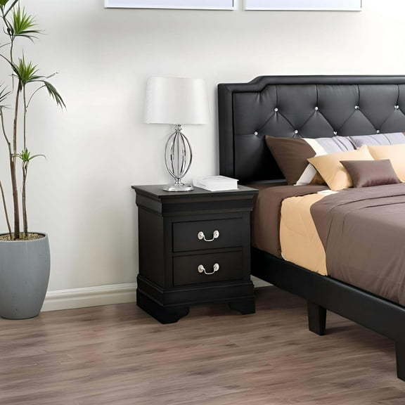 Nightstand for Bedroom, Elegant Black Traditional Nightstand, Wooden Nightstand, Modern Nightstand,