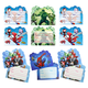 thumbnail image 2 of 10 tarjetas de invitación con temática de superhéroes de Los Vengadores, suministros para fiestas de cumpleaños, Iron Man, SpiderMan, Capitán América para cumpleaños de niños, 2 of 5