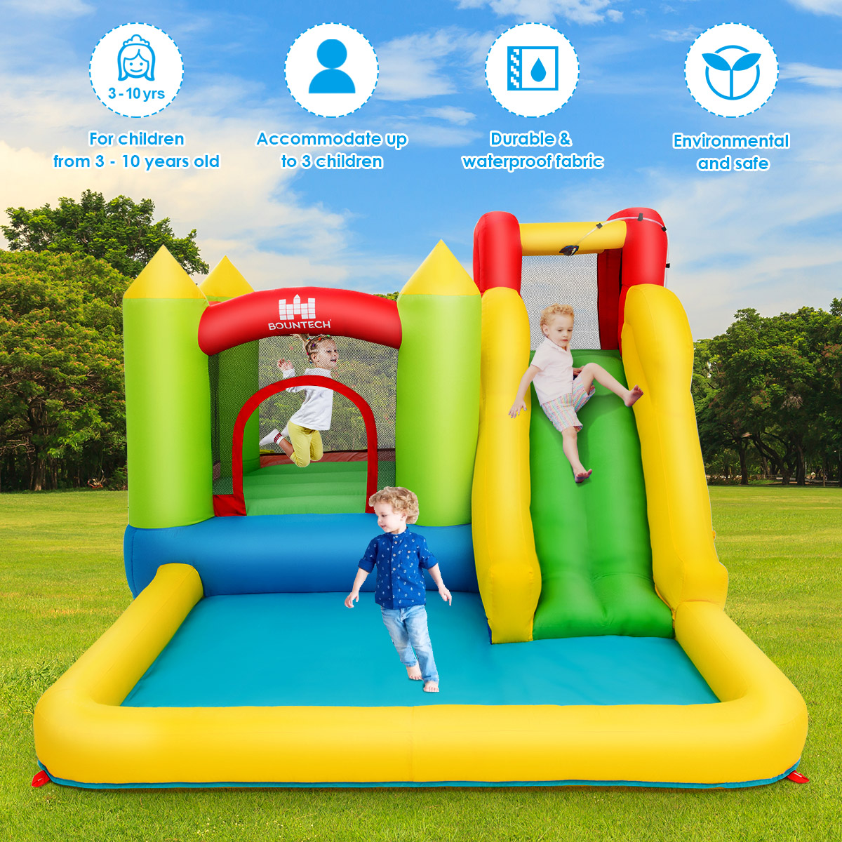 Costway Inflatable Bounce House Water Slide Jump Bouncer Climbing Wall Splash Pool Blower Excluded - image 5 of 10