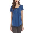 thumbnail image 2 of Innerwin T Shirt Solid Color Women Tops Summer Short Sleeve Fashion Tee Light Blue L, 2 of 4