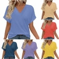 thumbnail image 1 of Tops occidentales para mujer,Camiseta divertida de cuello en V para mujer, blusa de manga corta con humor vintage, mezcla de poliéster y elastano, para uso diario informal, sopatenor, 1 of 8