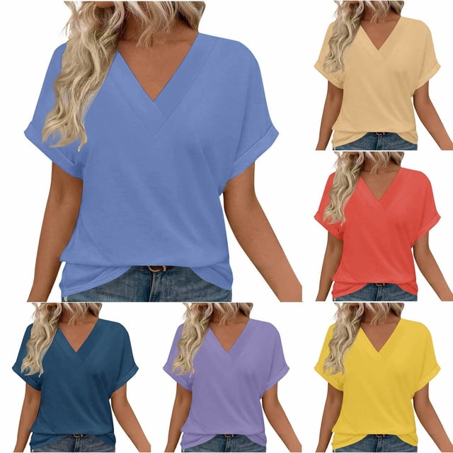 Tops occidentales para mujer,Camiseta divertida de cuello en V para mujer, blusa de manga corta con humor vintage, mezcla de poliéster y elastano, para uso diario informal, sopatenor