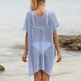 thumbnail image 5 of zaveiop Women's Loose Swimsuit Crochet Sexy V Neck Swim Coverups Bathing Suit Bikini Cover up Vacation Summer Beach Dresses (Sky Blue, One Size), 5 of 7