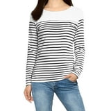 Women's Horizontal Striped Round Neck Long Sleeves Tee Shirts - Walmart.com