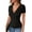Black, variant on Wrap Tee Shirt for Women V Neck Ribbed Tops Lightweight Stretch Slim Fit Side Button Blouse Light Coffee T-Shirt L