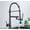 Matte Black A, variant on Black Brass Pull Down LED Kitchen Faucet 360 Rotate Hot Cold Mixer Dual Spout Deck Mounted Sink Taps with Strong Flush Crane