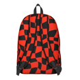 thumbnail image 3 of Red and Black Wavy Checkered Pattern Backpack for School, Cute School Bag with Adjustable Shoulder Straps and Padded Back, 15.7"x11.8"x5.5", 3 of 5