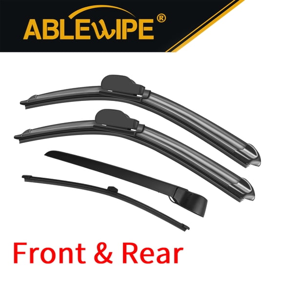 ABLEWIPE 4PCS Front and Rear Wiper Blades and Rear Wiper Arm Fit For Audi A3 2015-2018, Set of 4, Y23J5Q1G
