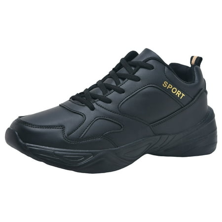 ZIZOCWA Comfortable Women Leather Sneakers Solid Color Thick Sole Lightweight Casual Sports Shoes for Hiking Running Woman Tennis Shoes Gold Size43