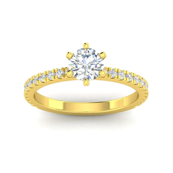 Certified 1.00 Carat TW Round Natural Diamond Engagement Rings in 14k Yellow Gold