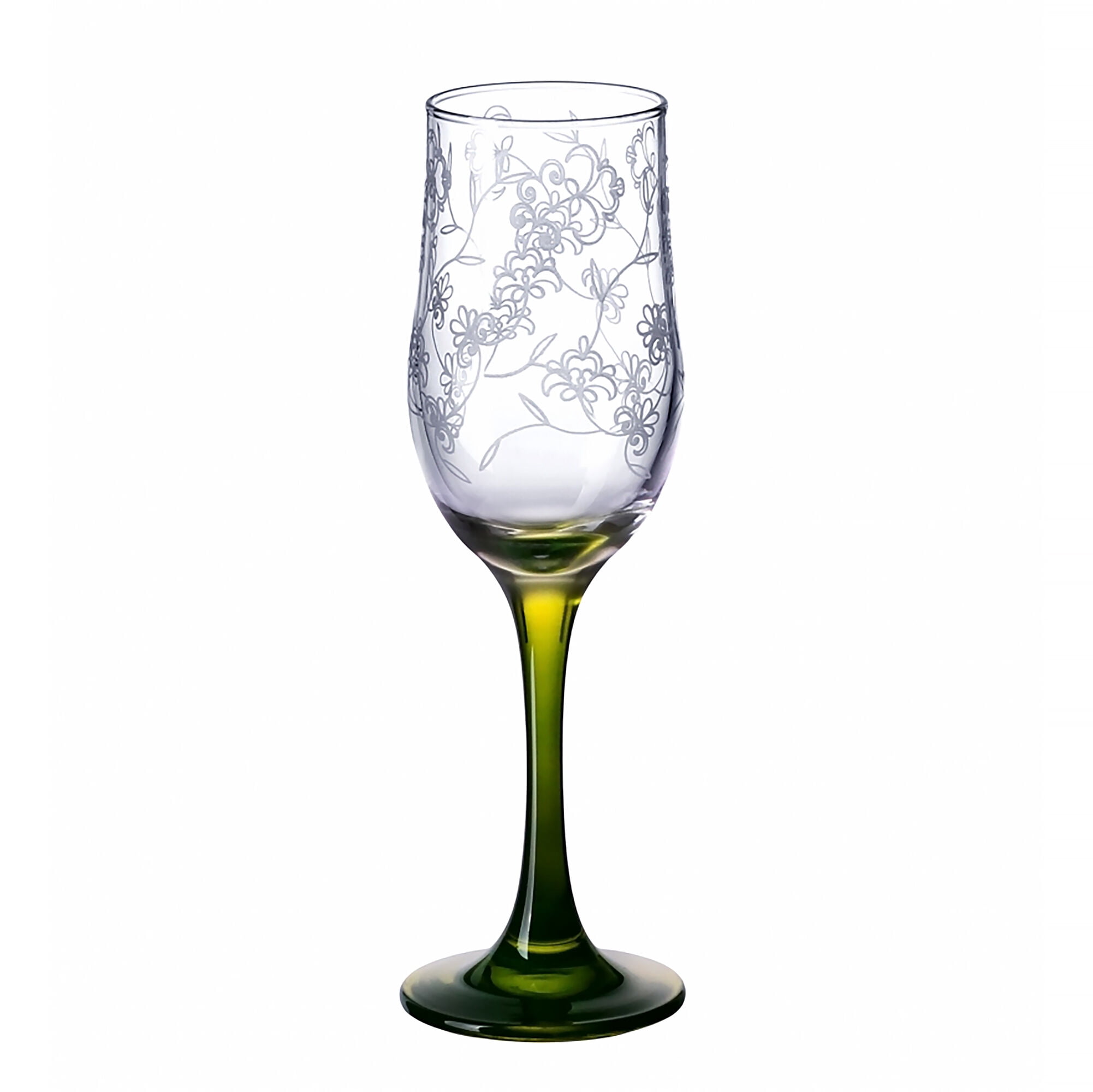 STP GOODS Рrimavera Wine Glass Set of 6 pcs 6.8 fl oz (200 ml) Floral Bar Glasses for Red and White Wine Glass Wine Goblets with Multicolored Stems Champagne Flutes, Clear