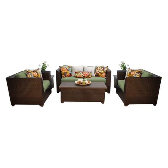 TK Classics Barbados Wicker 7 Piece Patio Conversation Set with Storage Coffee Table and 2 Sets of Cushion Covers