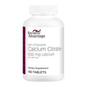 Bariatric Advantage Non Chewable Calcium Citrate - 600 mg Calcium Per Serving with Vitamin D3 - Mineral Supplements - 180 Tablets