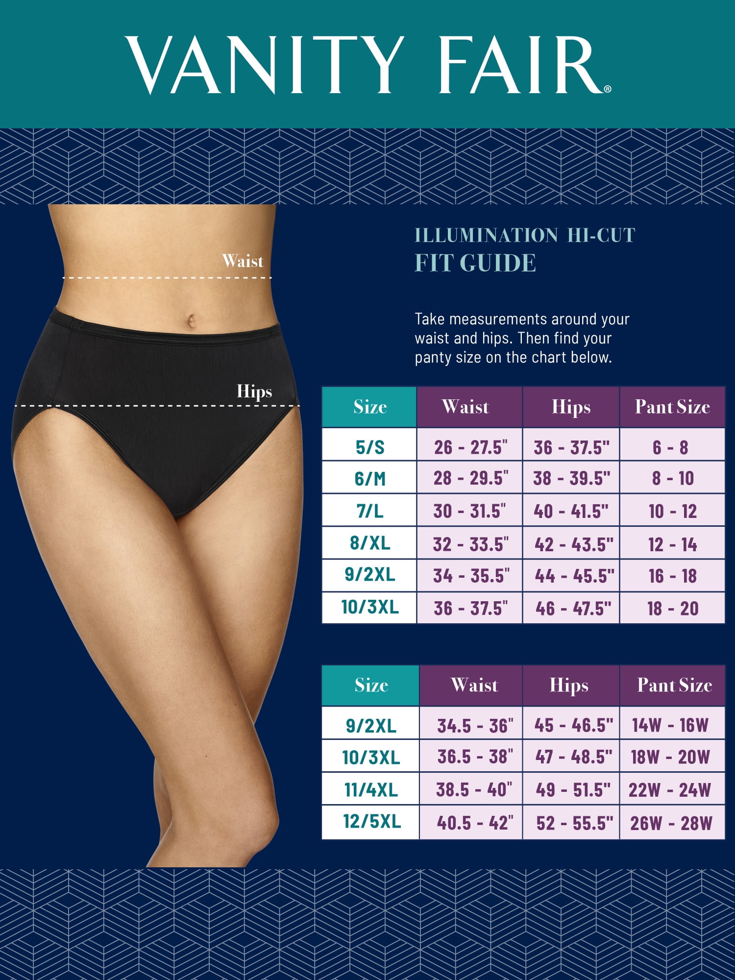 Vanity Fair Lingerie Women's Illumination Hi-Cut Panties, Silky Stretch Underwear, Multipacks, Sizes M - 3XL