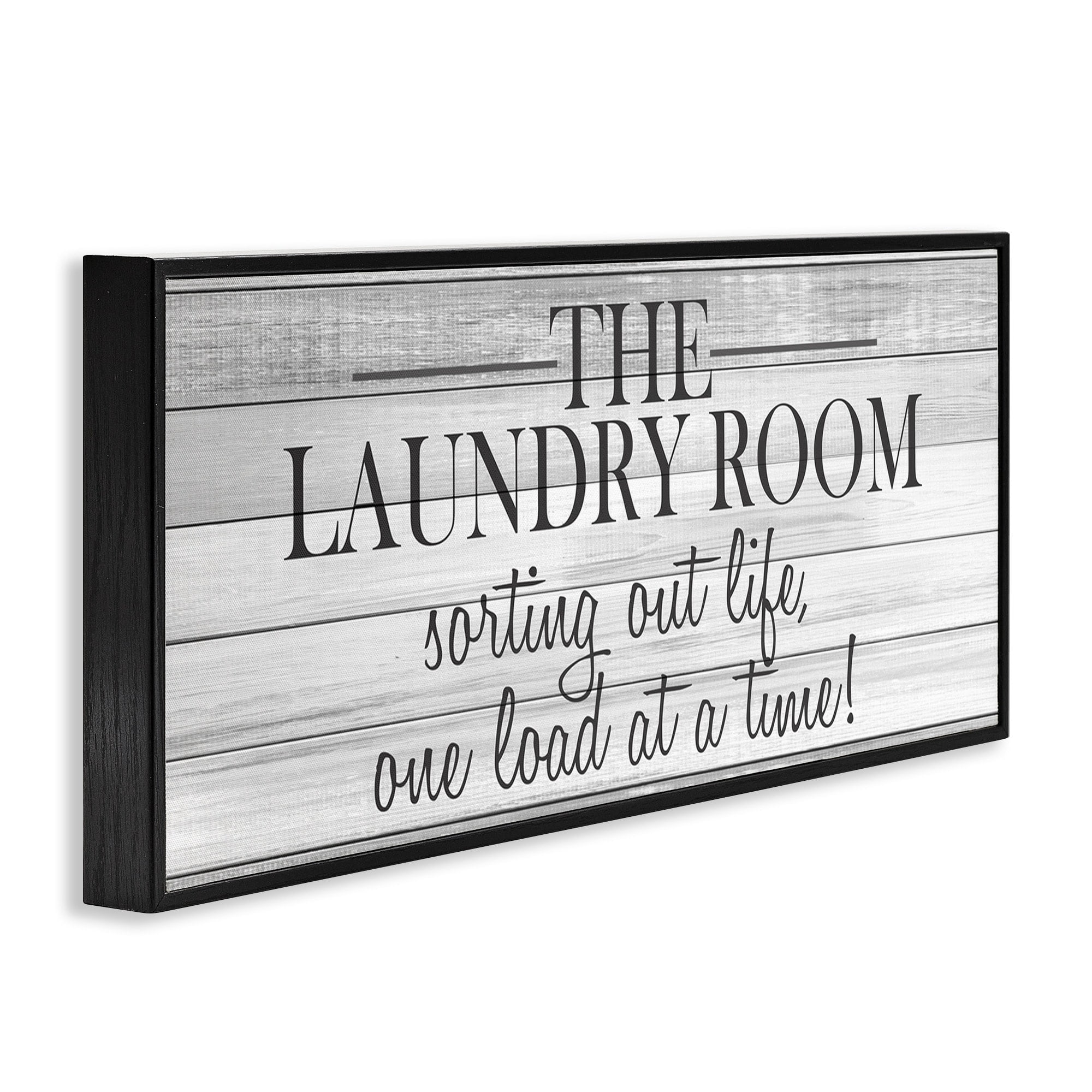 Stupell Industries Laundry Sorting Out Life Typography Black and White Planked Look, 10 x 24,Design by Kimberly Allen