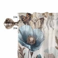 thumbnail image 5 of Half Window Curtains 24 Inches Long, Teal Tulip Window Treatment Curtain Drapes, Vintage Spring Floral Summer Botanical Brown Short Curtains Tiers for Kitchen Over Sink, 27.5"x24", 2 Panels, 5 of 7