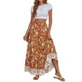 thumbnail image 6 of Genuiskids Women's Juniors Casual Vintage Skirts Boho Floral Print Trendy Dress Elastic High Waist Layered Beach Party Vacation Flowy Skirts for Teen Girls, 6 of 9