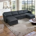 thumbnail image 6 of BUIORD 100" Modular Sectional Sofa with Storage, 6 Seat Couches and Sofas for Living Room, U-Shaped Sectional Couch with Reversible Chaises, Dark Grey, 6 of 10