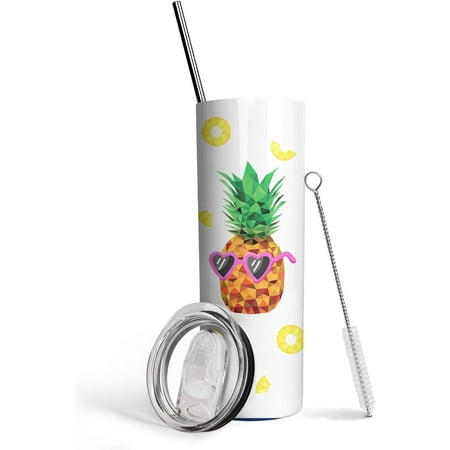 

Pineapple Tumbler with Straw Pineapple Gifts for Women Insulated Pineapple Cups Hawaiian Party Pineapple Decor Copper Double Wall Tumbler with Lids