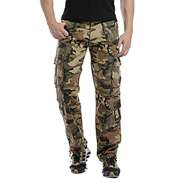 Camouflage Cargo Pants for Men, Multi-pocket Sports Outdoor Hiking Fishing  Outdoor Trousers 