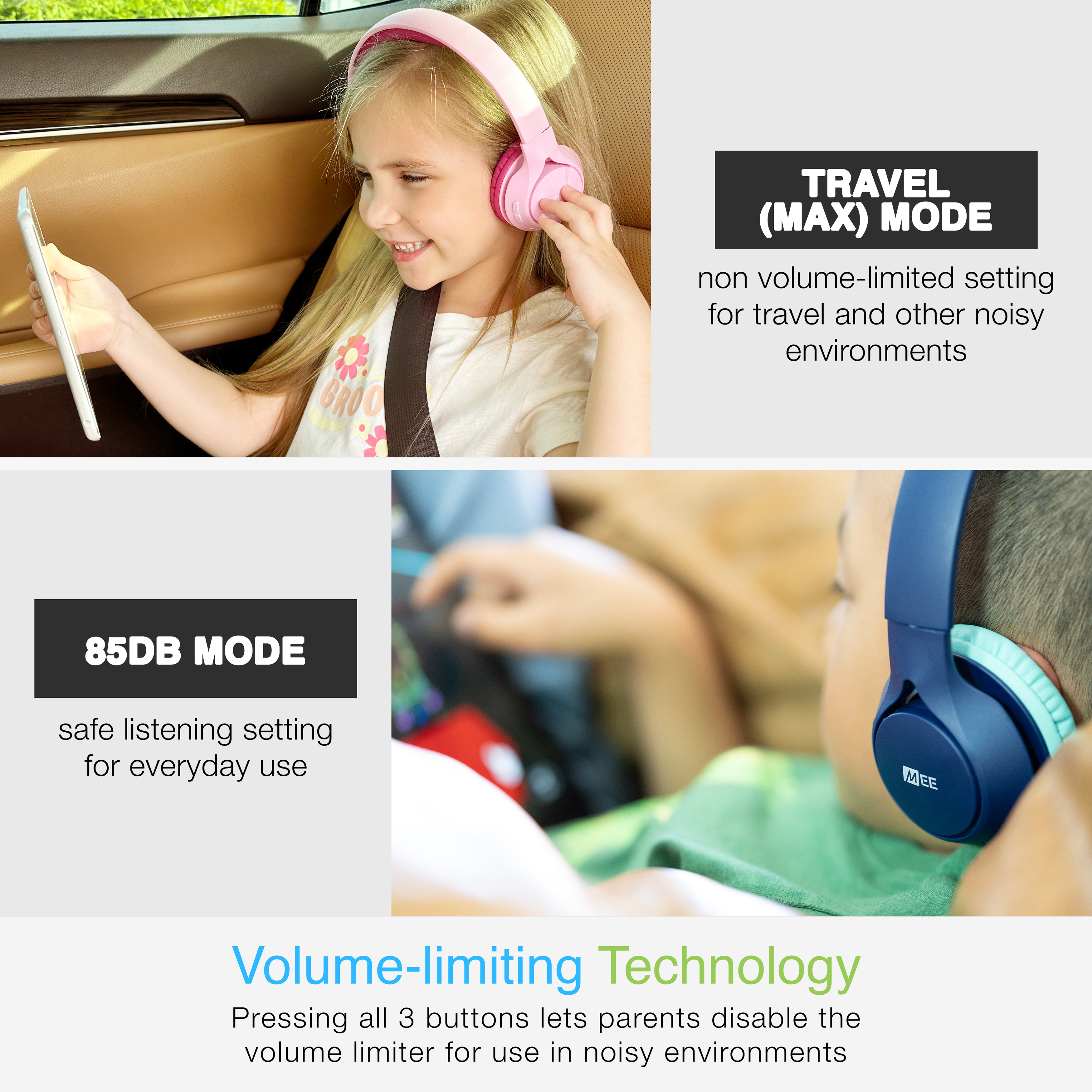 MEE Audio KidJamz Bluetooth Wireless Kids Headphones, Blue photo 5