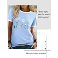 thumbnail image 4 of Xuanfei Women Daisy Print Contrast Color Trim Crew Neck Short Sleeve T-Shirt, 4 of 6