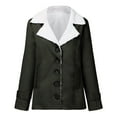 thumbnail image 2 of Abrigo de invierno para mujer, abrigo de felpa grueso y cálido, elegante abrigo liso y mullido, chaqueta clásica de invierno con capucha y manga larga con solapa y botones, chaqueta de, 2 of 5