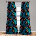 thumbnail image 4 of Ambesonne Tropical Abstract Curtains, Foliage Cluster, Pair of 28"x63", Petrol Blue Coral and Peach, 4 of 5