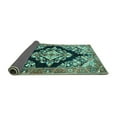 thumbnail image 2 of Ahgly Company Indoor Square Medallion Turquoise Blue Traditional Area Rugs, 4' Square, 2 of 4