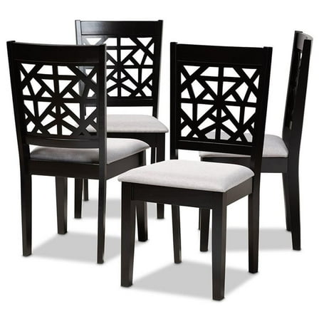 Bowery Hill Gray Upholstered Espresso Wood 4-Piece Dining Chair Set