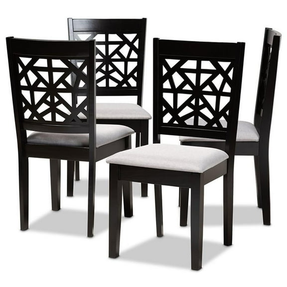 Bowery Hill Gray Upholstered Espresso Wood 4-Piece Dining Chair Set