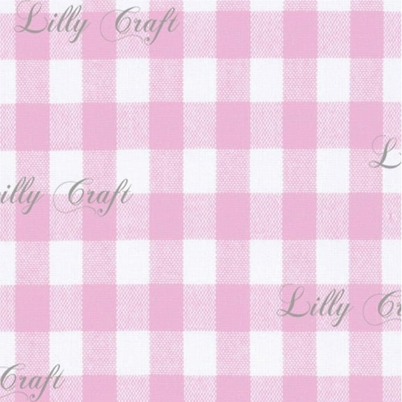 Gingham Checkered Poly Poplin 1 Inch Pink Fabric - Sold By The Yard - 57" / 58"