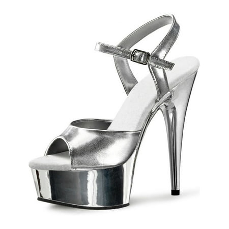 SummitFashions - High Shine Silver High Heels with 6 Inch Stiletto ...
